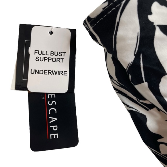 Island Escape High Neck Underwire Tankini Top Black White Floral Size 6 New - Picture 5 of 6